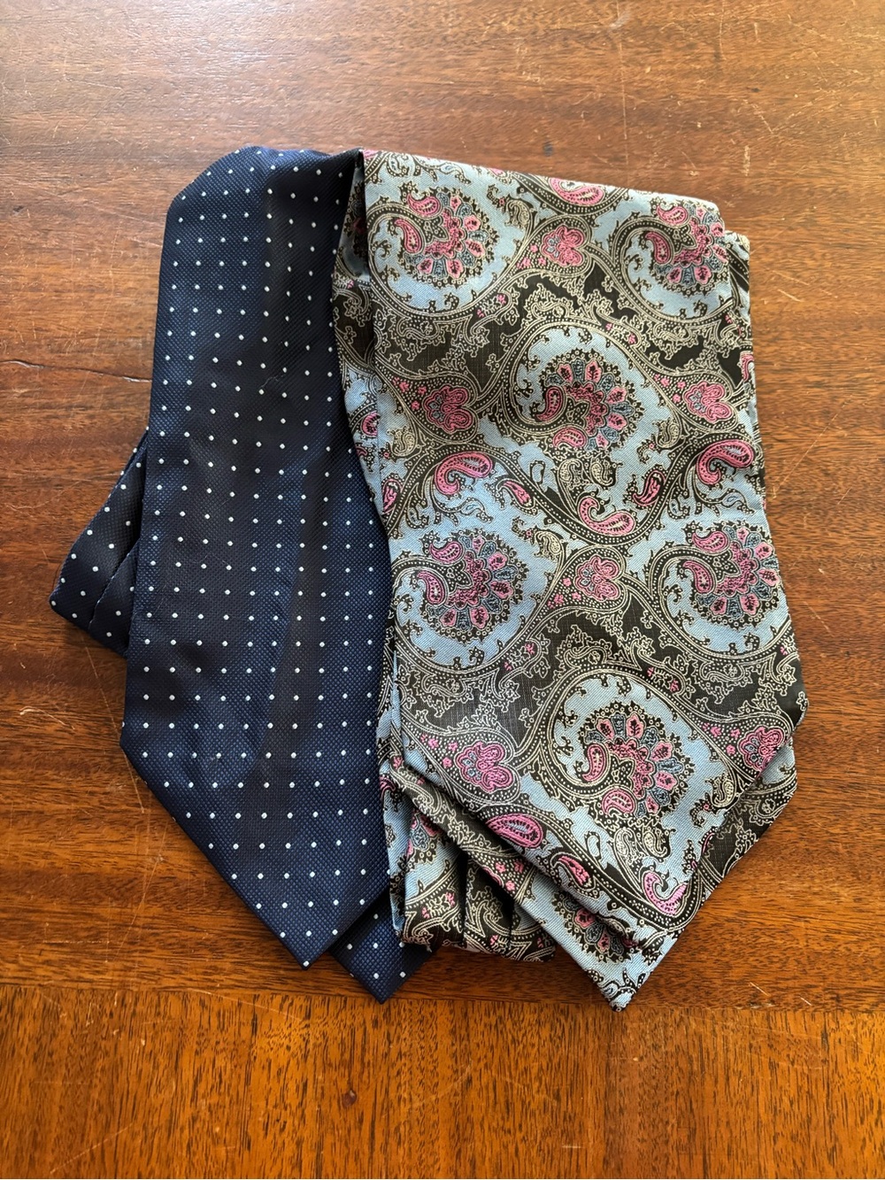Vintage Style Men's Formal Ascot Tie Bundle - Set of 2 (Paisley & Polka Dot)